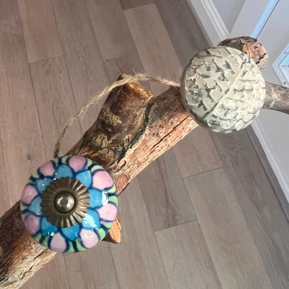 Hand Made Unique Jewelry/Hat Hanger Rack from Tree Branch and Knobs